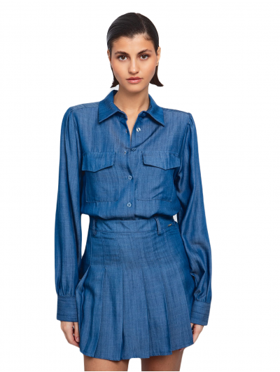 Toi & Moi γυναικείο πουκάμισο σε denim όψη 30-5510-125