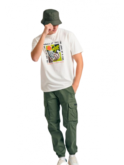 Funky Buddha ανδρικό παντελόνι cargo με cuffed τελείωμα FBM011-030-02