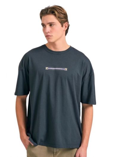 Funky Buddha ανδρικό oversized t-shirt με retro frame τύπωμα FBM011-063-04