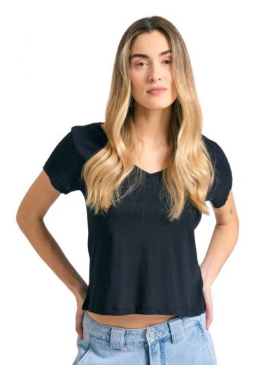 Funky Buddha γυναικείο t-shirt με άνοιγμα με V λαιμόκοψη FBL011-106-04