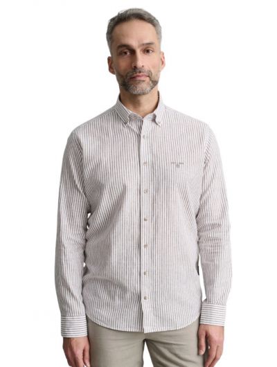 Navy & Green ανδρικό λινό ριγέ πουκάμισο 24NG.CR108/1B