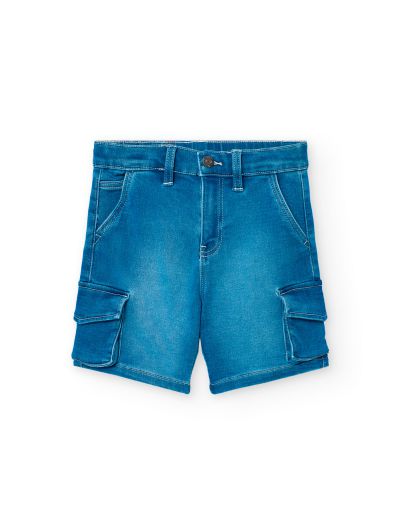 Boboli παιδική τζιν βερμούδα cargo για αγόρι 521053