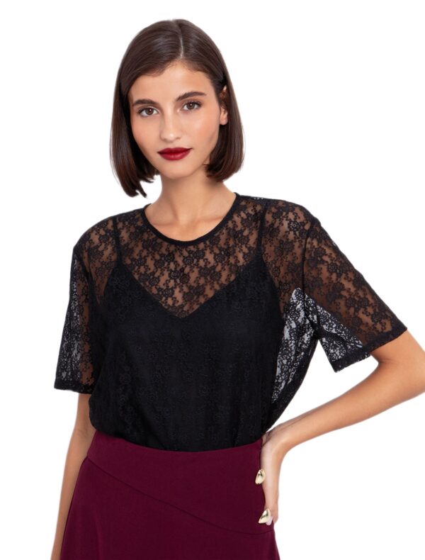 Toi&Moi γυναικεία κοντομάνικη μπλούζα δαντέλας 30-5651-225 Toi&Moi γυναικεία κοντομάνικη μπλούζα δαντέλας 30-5651-225