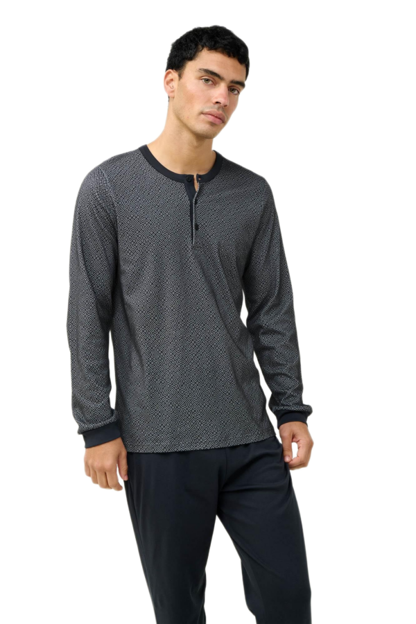 Vamp ανδρική χειμερινή πυζάμα με σχέδιο λαβύρινθο και πατιλέτα 23630 Vamp ανδρική χειμερινή πυζάμα με σχέδιο λαβύρινθο και πατιλέτα 23630