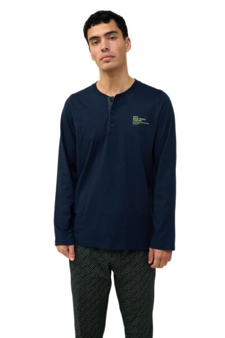 Vamp ανδρική χειμερινή πυζάμα με γεωμετρικό σχέδιο και πατιλέτα 23650