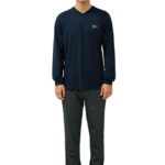 Vamp ανδρική χειμερινή πυζάμα με γεωμετρικό σχέδιο και λαιμόκοψη V 23651