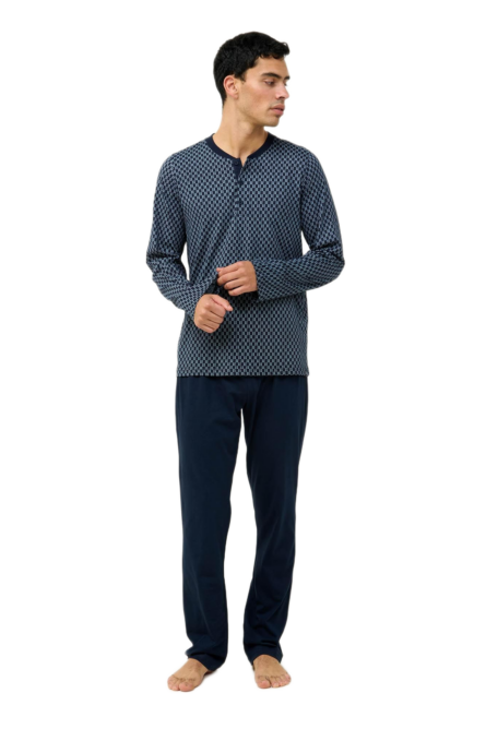 Vamp ανδρική χειμερινή πυζάμα με γεωμετρικό μοτίβο και πατιλέτα 23670