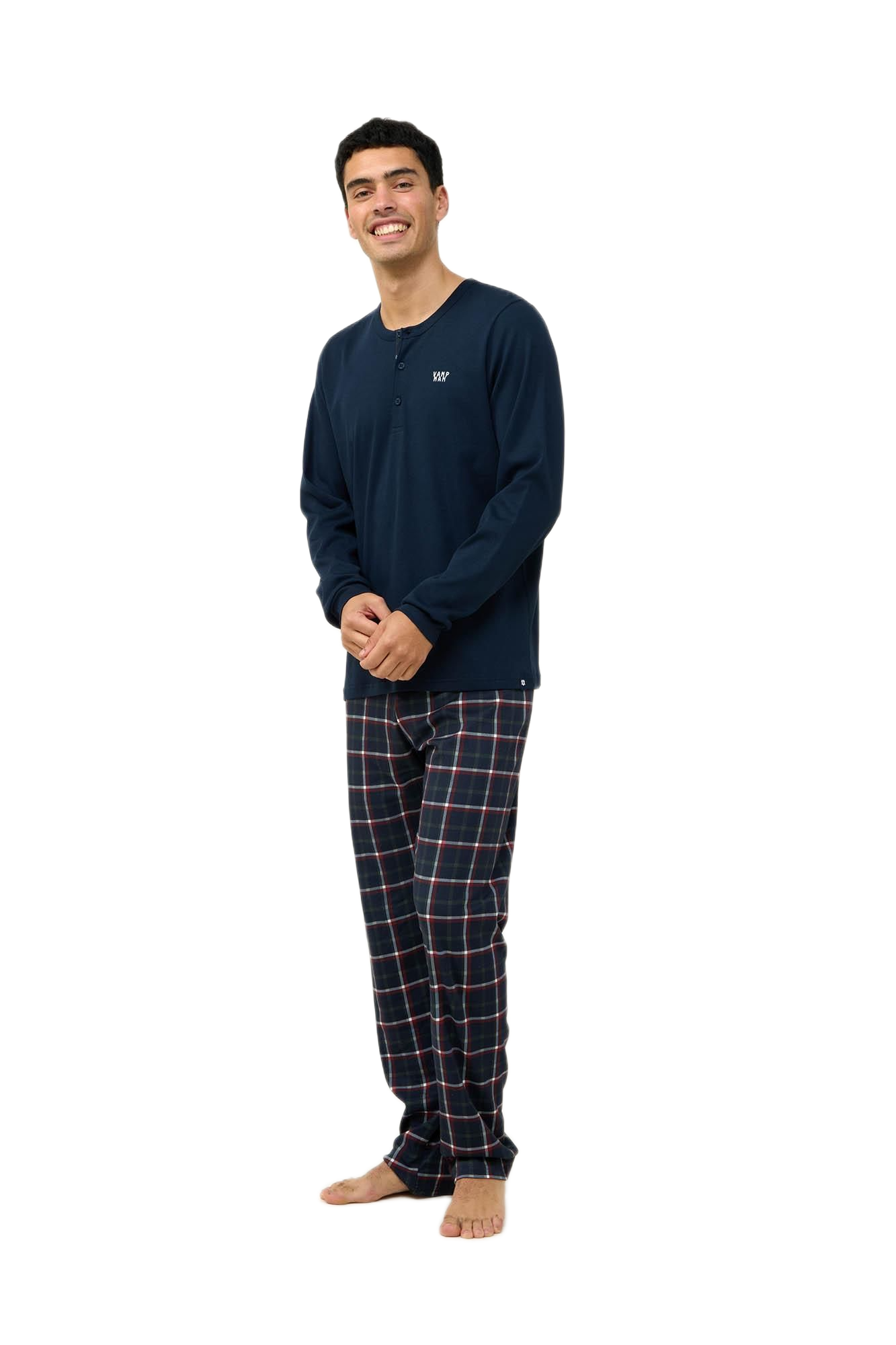 Vamp ανδρική χειμερινή καρό πυζάμα με πατιλέτα 23682