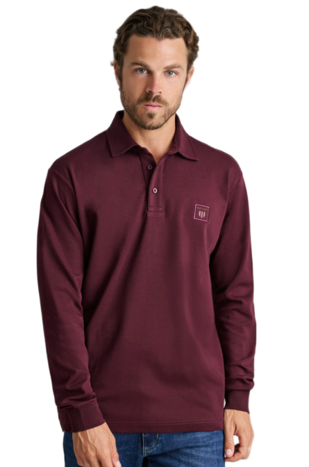 Navy&Green ανδρική μονόχρωμη μακρυμάνικη μπλούζα polo 24EY.030/PL