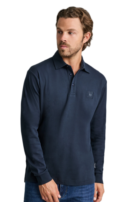Navy&Green ανδρική μονόχρωμη μακρυμάνικη μπλούζα polo 24EY.030/PL