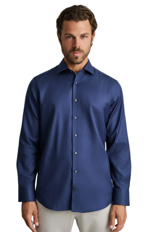 Navy&Green ανδρικό μονόχρωμο πουκάμισο Dobby 24NG.BX246/NGMS