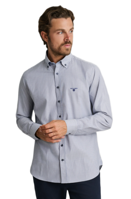 Navy&Green ανδρικό μακρυμάνικο ριγέ πουκάμισο 24NG.BX248/1B