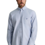 Navy&Green ανδρικό μονόχρωμο πουκάμισο Oxford 24NG.KR134/1B