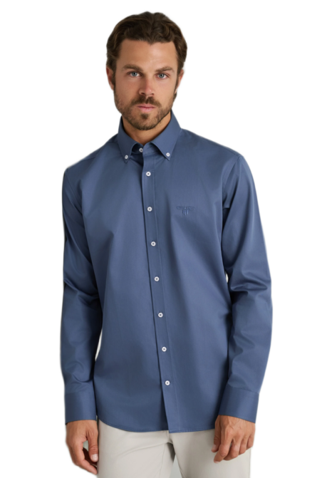 Navy&Green ανδρικό μονόχρωμο πουκάμισο Twill 24NG.SD106/1B.4