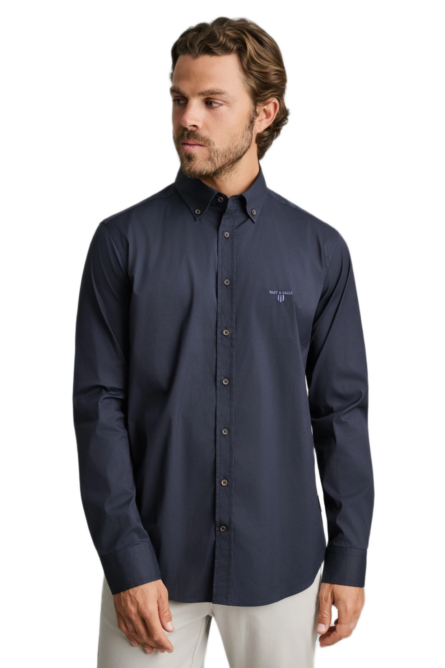 Navy&Green ανδρικό μακρυμάνικο πουκάμισο ποπλίνας 24NG.SD61/1B.7