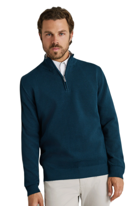 Navy&Green ανδρικό πλεκτό με λουπέτο και φερμουάρ 24YM.1017/LZ