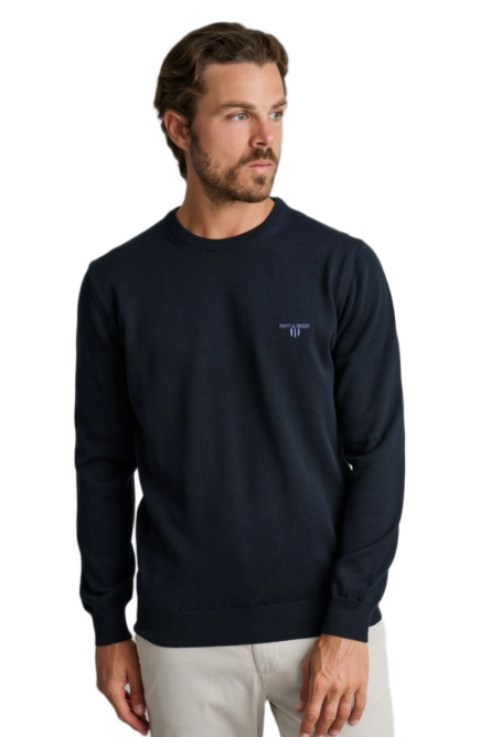 Navy&Green ανδρική μονόχρωμη πλεκτή μπλούζα 24YM.741/P.5