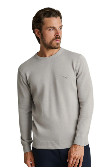 Navy&Green ανδρική μονόχρωμη πλεκτή μπλούζα 24YM.741/P.5