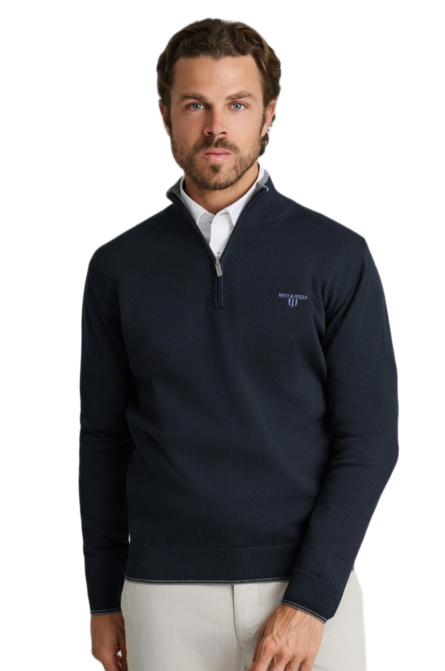 Navy&Green ανδρική πλεκτή μπλούζα με λουπέτο και φερμουάρ 24YM.923/LZ.4
