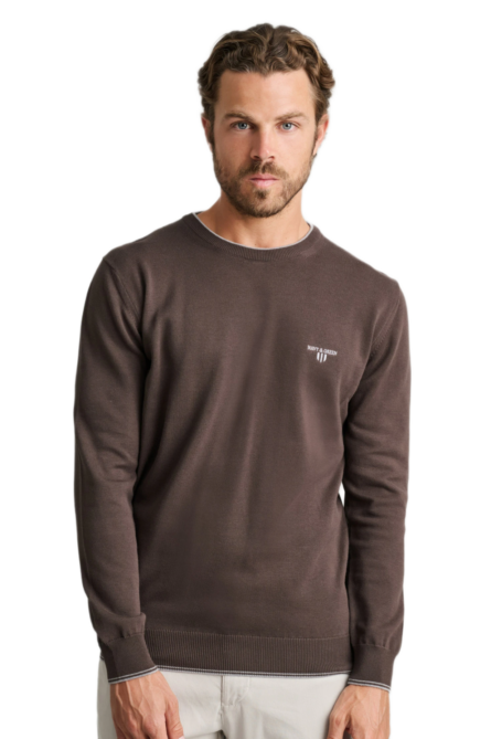 Navy&Green ανδρική μονόχρωμη πλεκτή μπλούζα 24YM.926/P.4