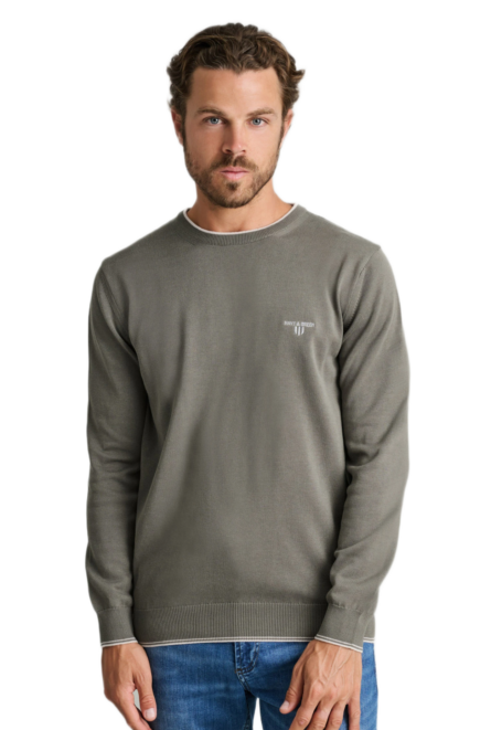 Navy&Green ανδρική μονόχρωμη πλεκτή μπλούζα 24YM.926/P.4