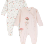 Energiers βρεφικόσετ 2τμχ ολόσωμα φορμάκια για νεογέννητο κοριτσάκι 14-125506-0
