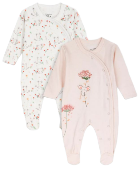 Energiers βρεφικόσετ 2τμχ ολόσωμα φορμάκια για νεογέννητο κοριτσάκι 14-125506-0