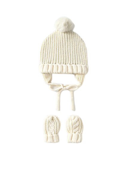 Mayoral Newborn σετ πλεκτό σκουφάκι και γάντια για αγόρι 15-09929