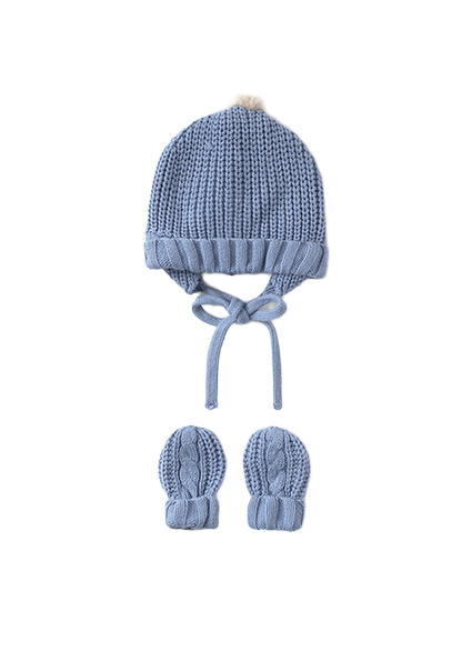 Mayoral Newborn σετ πλεκτό σκουφάκι και γάντια για αγόρι 15-09929