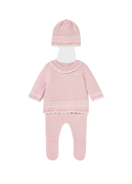 Mayoral Newborn βρεφικό πλεκτό σετ 3 τεμαχίων για κοριτσάκι 15-02556