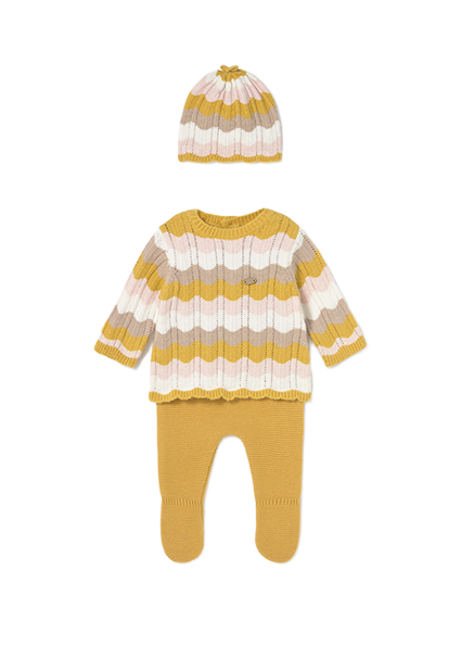 Mayoral Newborn βρεφικό πλεκτό σετ 3 τεμαχίων για κοριτσάκι 15-02556