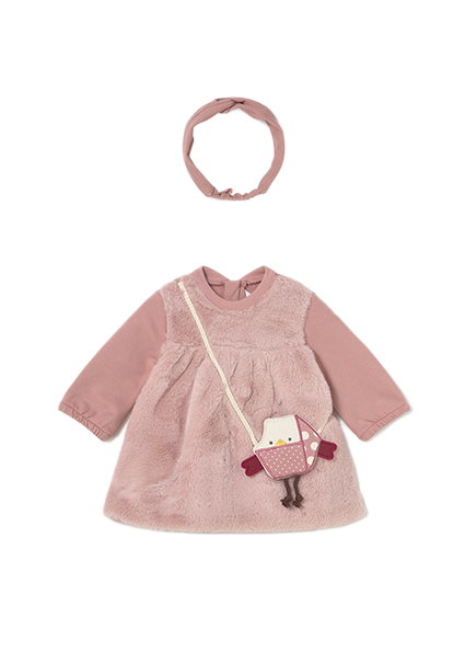 Mayoral Newborn βρεφικό φόρεμα για κοριτσάκι με τσάντα και κορδέλα 15-02823