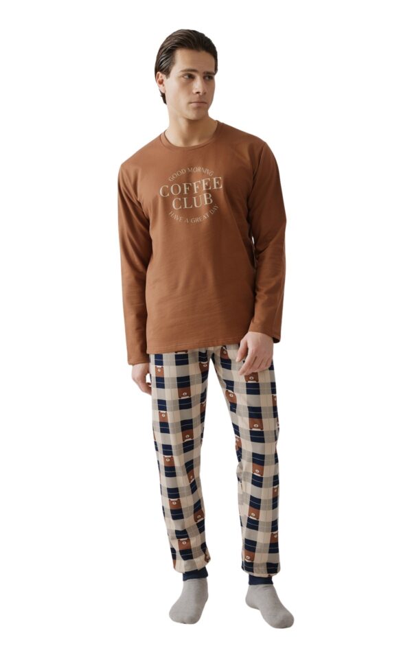 Minerva Printed Sweat Coffee ανδρική πυτζάμα 90-71266-344