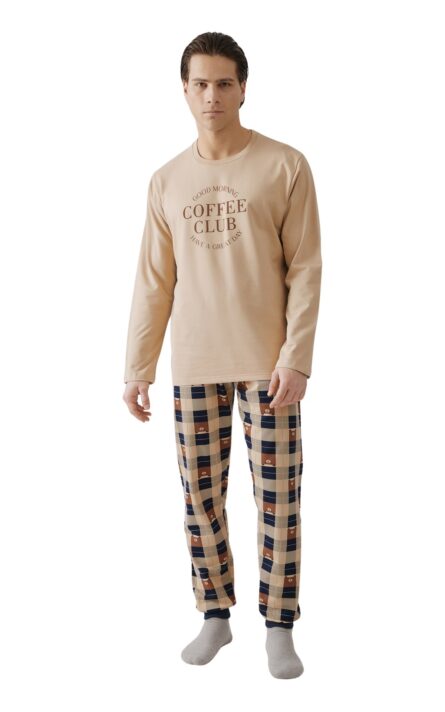 Minerva Printed Sweat Coffee ανδρική πυτζάμα 90-71266-845