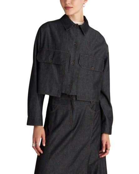 Attrattivo γυναικείο πουκάμισο κροπ τύπου denim 91253611