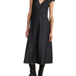 Attrattivo γυναικείο μακρύ φόρεμα με φερμουάρ τύπου denim 91253752