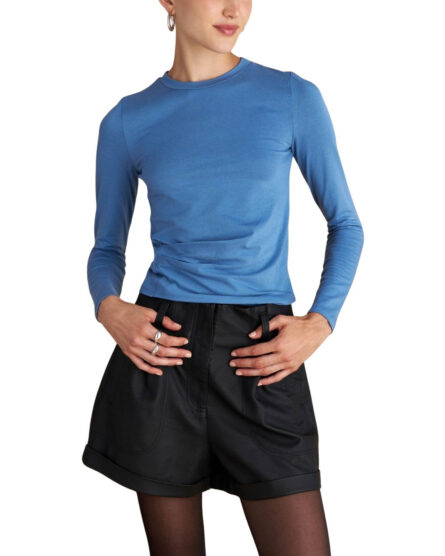 Attrattivo γυναικεία μονόχρωμη μακρυμάνικη μπλούζα 92137242