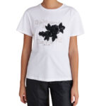 Attrattivo γυναικείο κοντομάνικο t shirt με στάμπα παγιέτα 9921802