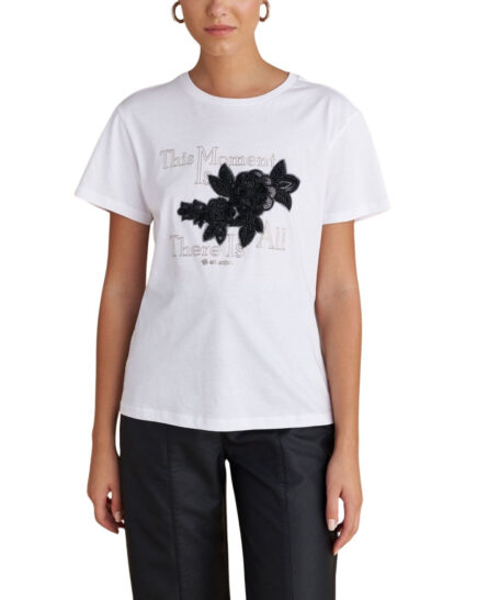 Attrattivo γυναικείο κοντομάνικο t shirt με στάμπα παγιέτα 9921802