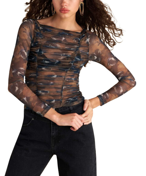 Attrattivo γυναικεία see-through φλοράλ μπλούζα 92237274