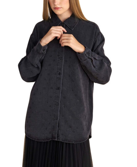 Attrattivo γυναικείο πουκάμισο denim όψη και διαμαντάκια 9921682