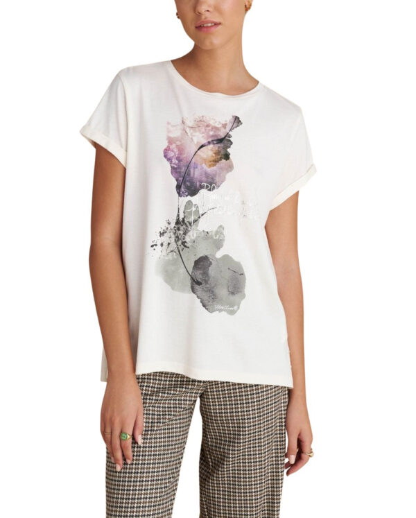 Attrattivo γυναικείο κοντομάνικο t-shirt με τύπωμα και άνοιγμα στην πλάτη 9921800 Attrattivo γυναικείο κοντομάνικο t-shirt με τύπωμα και άνοιγμα στην πλάτη 9921800