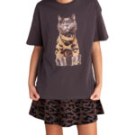 Attrattivo γυναικείο κοντομάνικο t-shirt με στάμπα και αλυσιδάκι 9921808