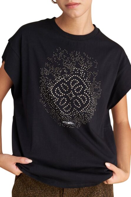 Attrattivo γυναικεία κοντομάνικη μπλούζα με στρας 9921811