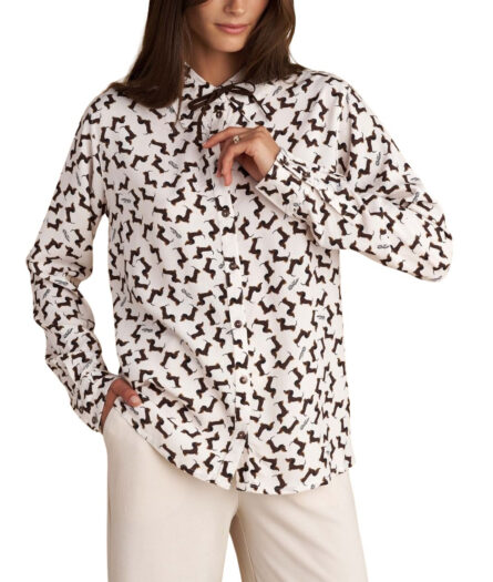 Attrattivo γυναικείο πουκάμισο με σχέδιο σκυλάκια 9922024