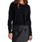 Attrattivo γυναικεία πλεκτή μονόχρωμη ζακέτα 9P22813