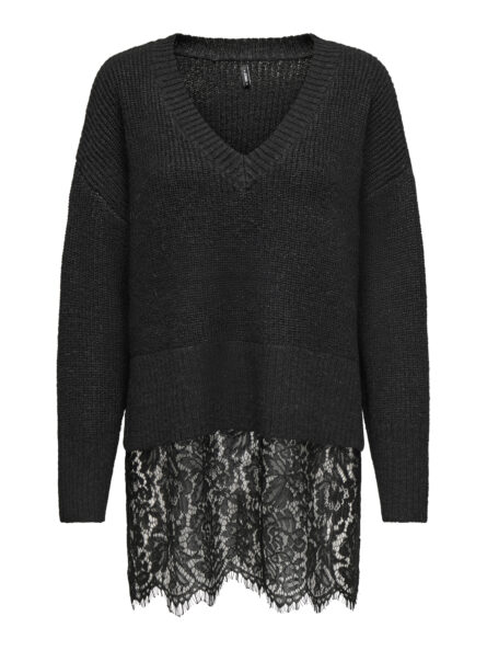 Only Onlvivia γυναικεία πλεκτή μπλούζα με δαντέλα 15353121