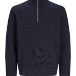 Jack&Jones ανδρικό μονόχρωμο πλεκτό πουλόβερ με φερμουάρ 12259664