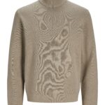 Jack&Jones ανδρικό μονόχρωμο πλεκτό πουλόβερ με φερμουάρ 12259664