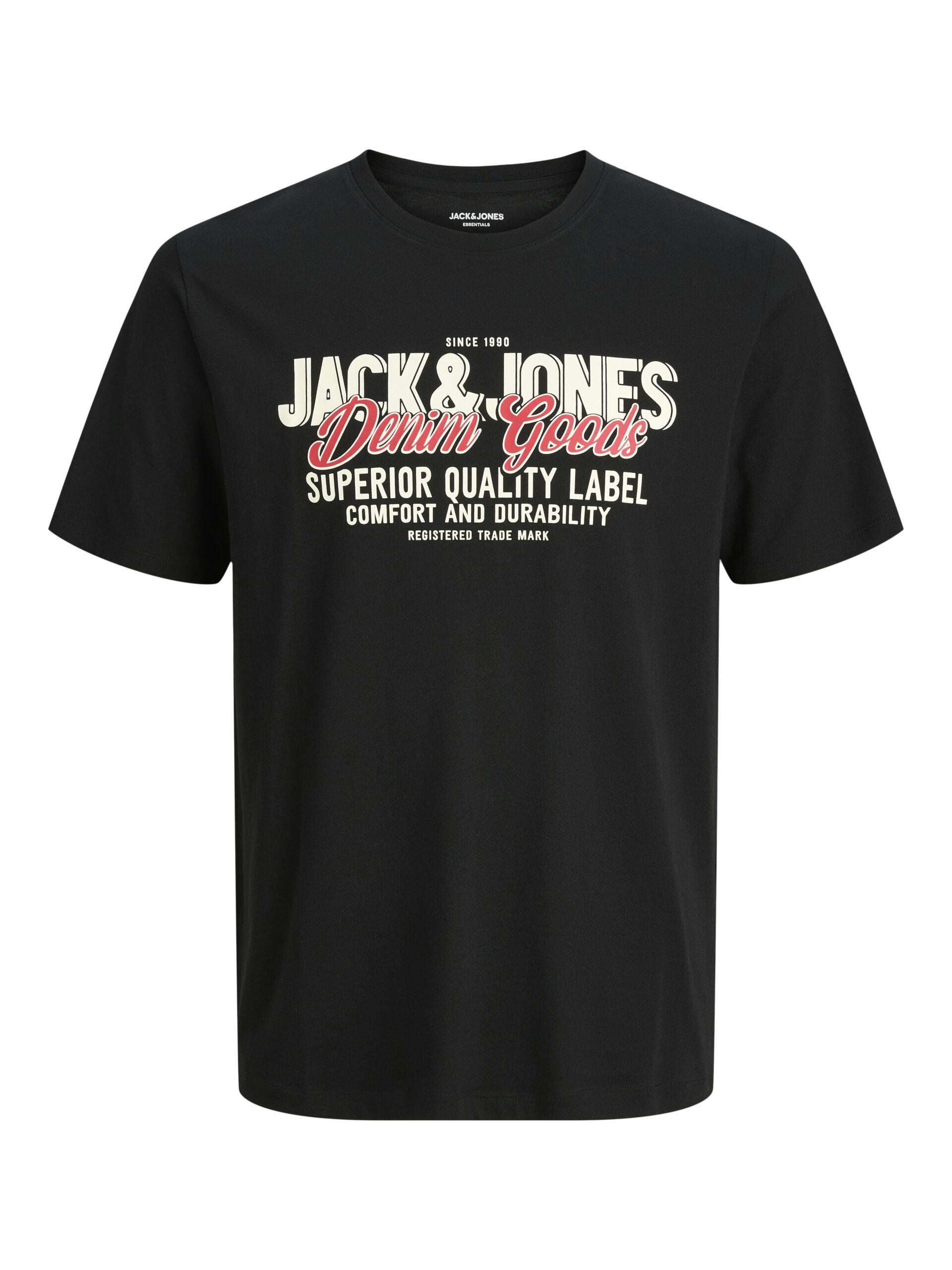 Jack&Jones ανδρικό μονόχρωμο κοντομάνικο t shirt με τύπωμα 12279535